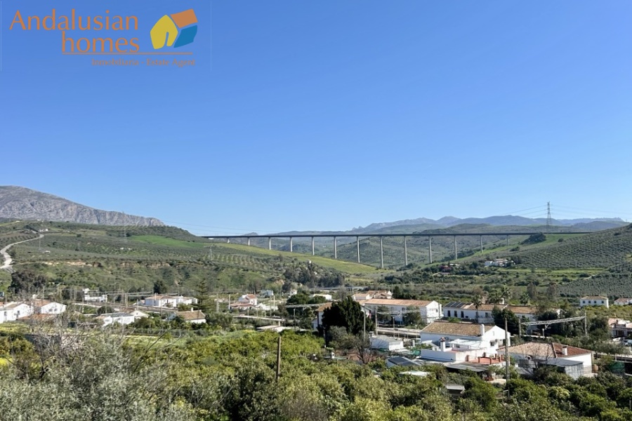 Country home, Álora, Las Mellizas, Málaga countryside, detached villa, olive grove, 4000m2 plot, private pool, panoramic views, terraces, fenced plot, parking, fireplace, ensuite bedroom, outdoor living, rural retreat, train access, investment property, holiday rental, tourism potential, Andalusian property, peaceful location, close to El Chorro, near Málaga coast